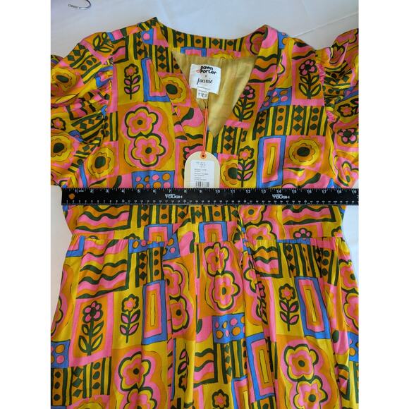 Dawn O'Porter x Joanie Sunrise Floral Geometric Maxi Dress Sz US 12 Artsy - Picture 9 of 10